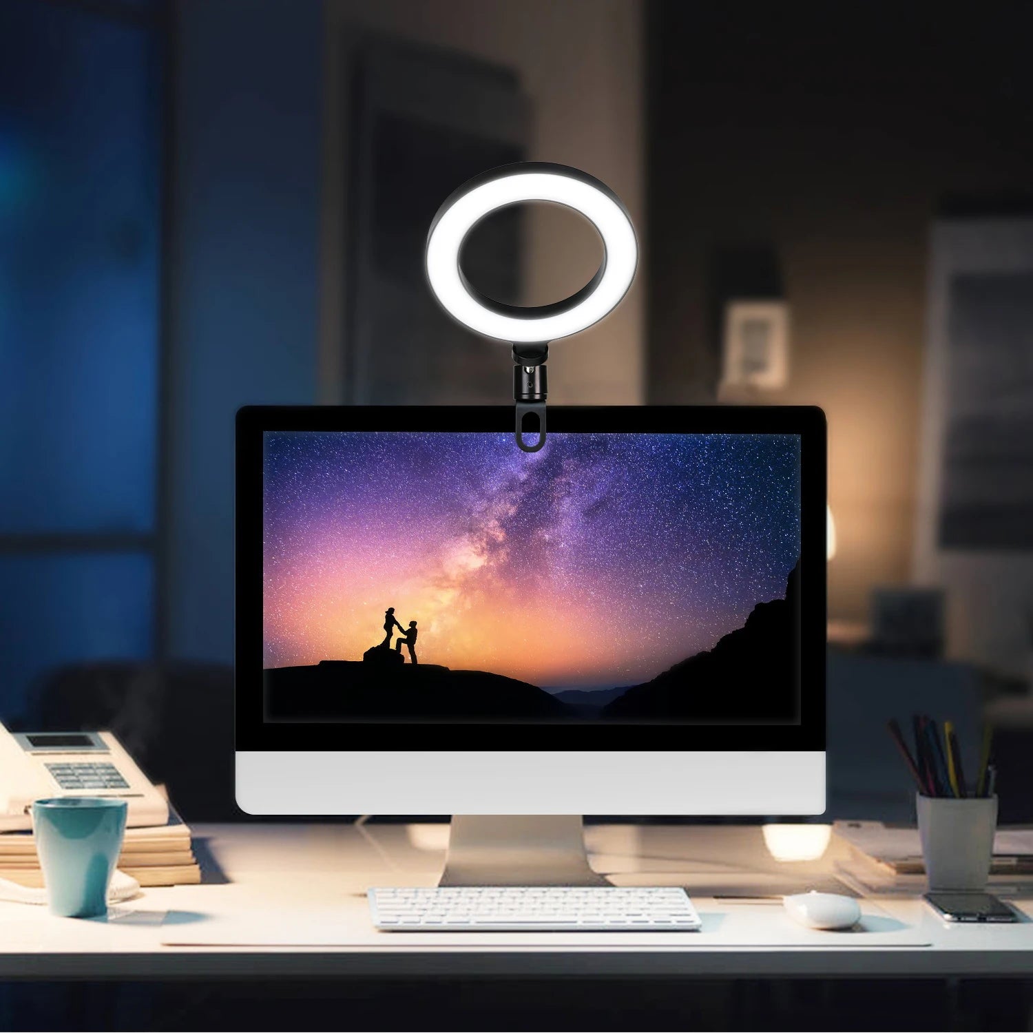 LED Ring Light With Clip On Laptop Computer Fill Lamp For Video Conference Lighting Kit Zoom Webcam Chat Live Streaming Youtube Digispots