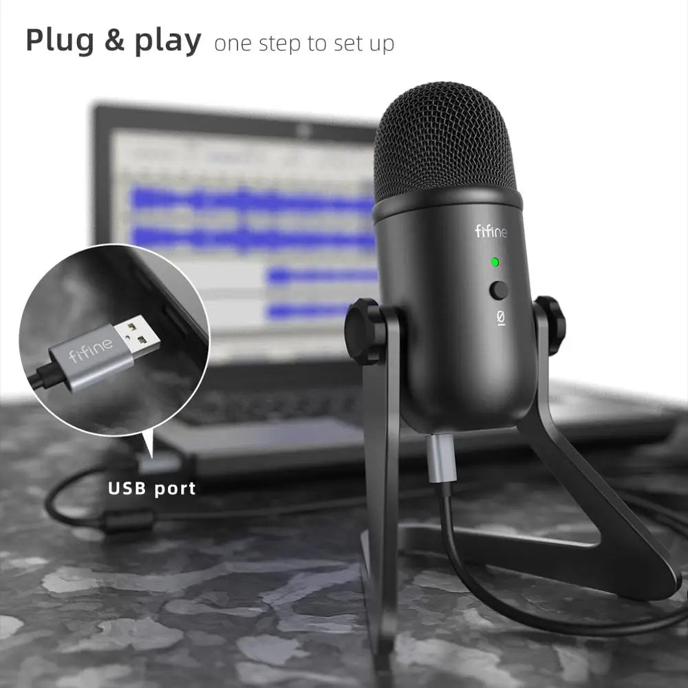 FIFINE K678 USB Microphone – Headphone Output, Volume Control for Streaming & Gaming Digispots