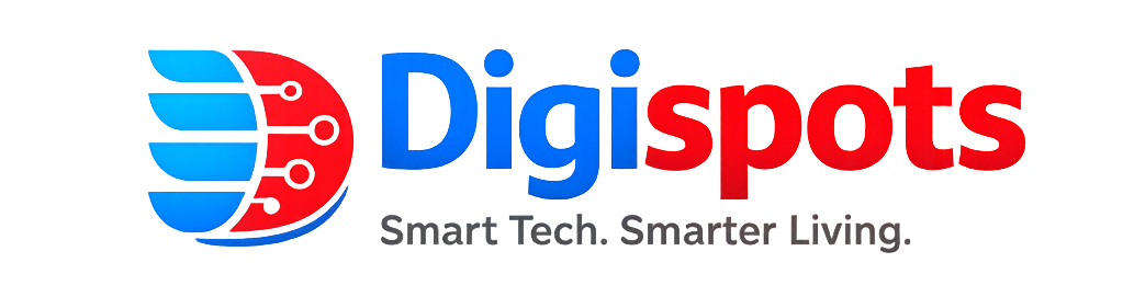 Digispots logo with blue and red design on a white background