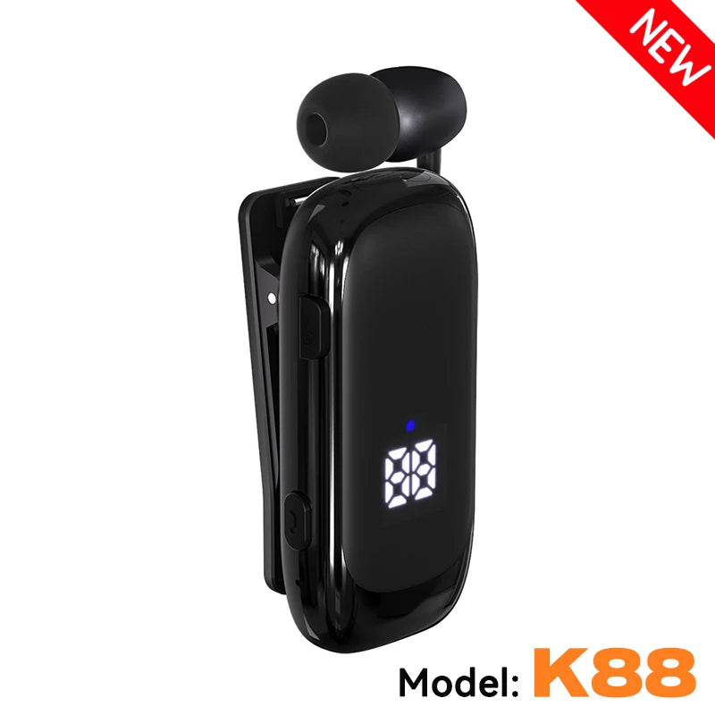 K55 Lavalier Business Bluetooth 5.2 Headphone Talk/Music Time 20 Hours,LED Digital Display,Noice Cancelling Wireless Earphones Digispots