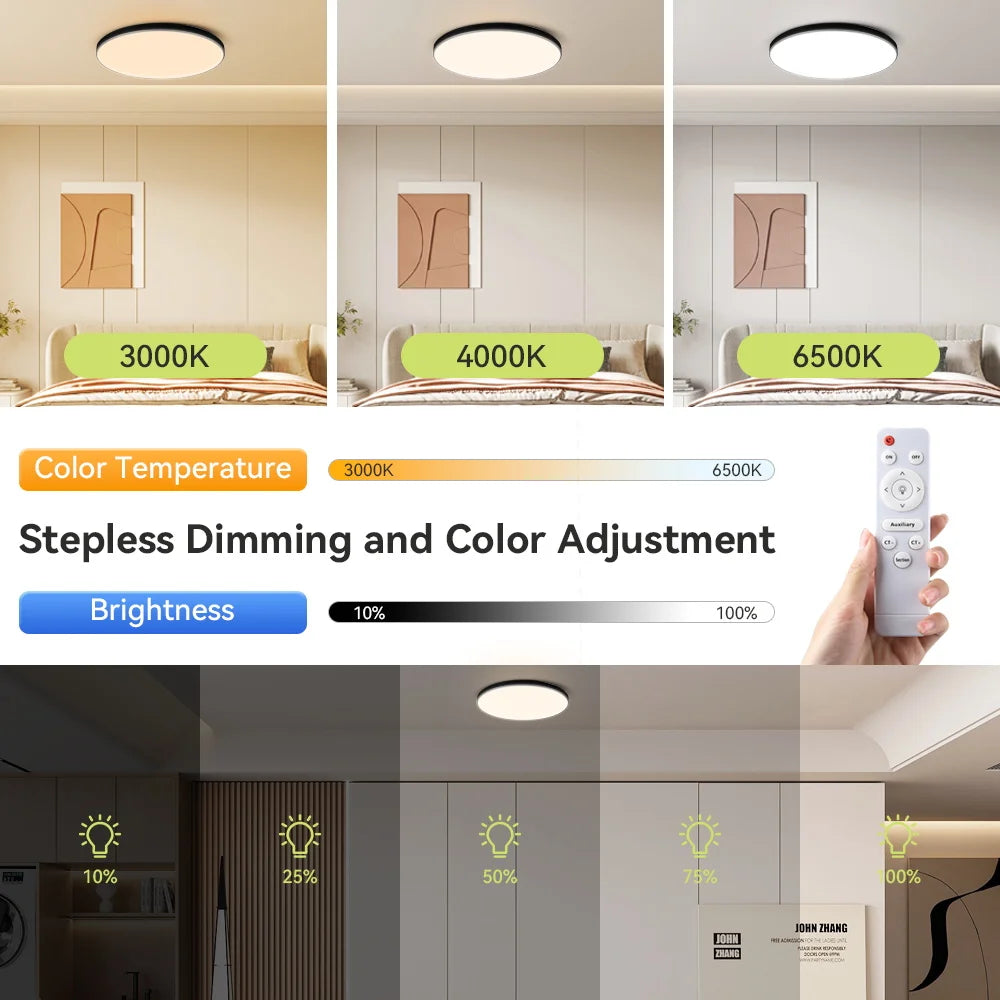 Smart Led Ceiling Light with Remote Control 3 Colors Dimmable Ceiling Lights Ultrathin Panel Lamps Bedroom Kitchen Ceiling Lamp Digispots