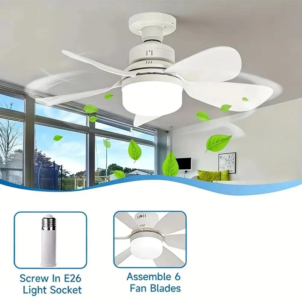 Modern Ceiling Fan with Remote Control – Silent LED Light, E27, 30W/40W for Living Room & Bedroom Digispots