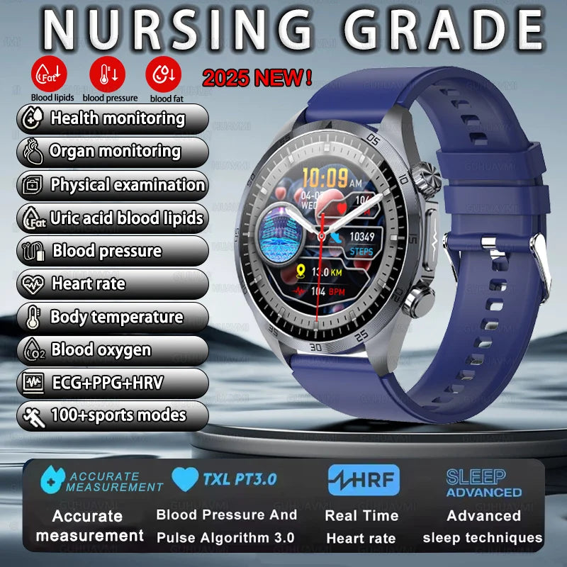 2026 New Nursing level Pulse therapy Health Smartwatch Men ECG+PPG Blood pressure lipid CES sleep aid Body fat BMI Men Braceles Digispots