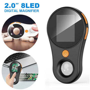 500X Magnification Digital Microscope 2MP Magnifying Glass with 8Light for Electronics Repair Video Coins Microscopio 600mAh Digispots