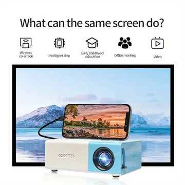 YG300 Mini Home Projector – HD Video Projector for Bedroom, Living Room & Home Cinema, EU Plug
