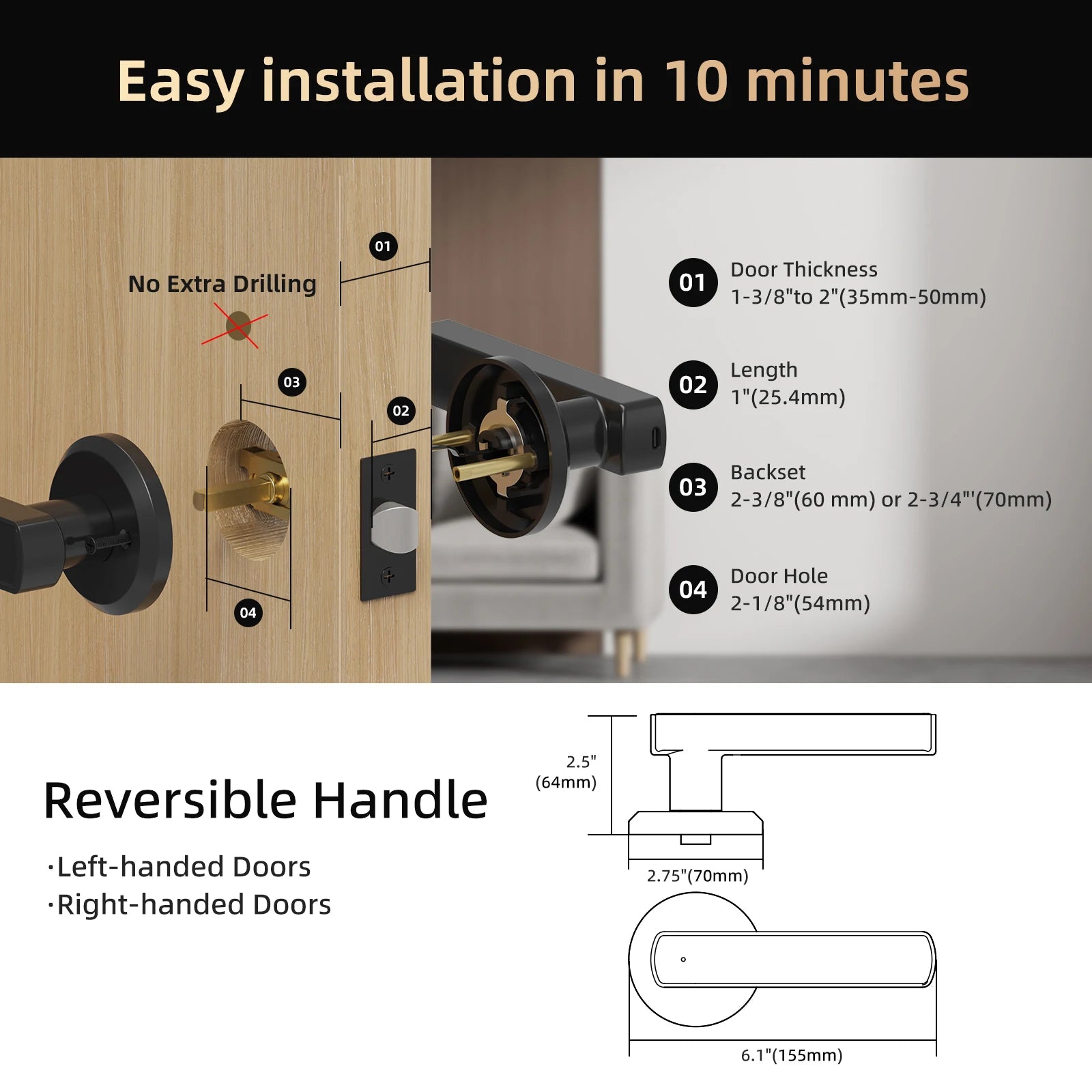 Viladepot Smart Lock – Fingerprint, App Control, Passcode & Touchscreen Keypad Digispots