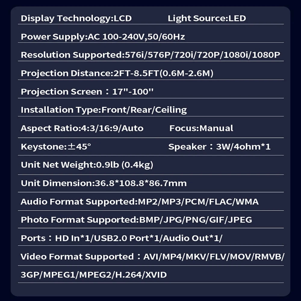 2025 New 1080P Mini Beamer Portable LED projector with Wi-Fi USB HDMI for Mobile Phone Laptop Home Theater Black Digispots