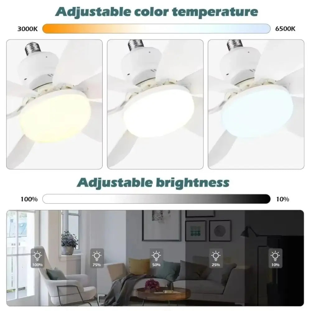 Modern Ceiling Fan with Remote Control – Silent LED Light, E27, 30W/40W for Living Room & Bedroom Digispots