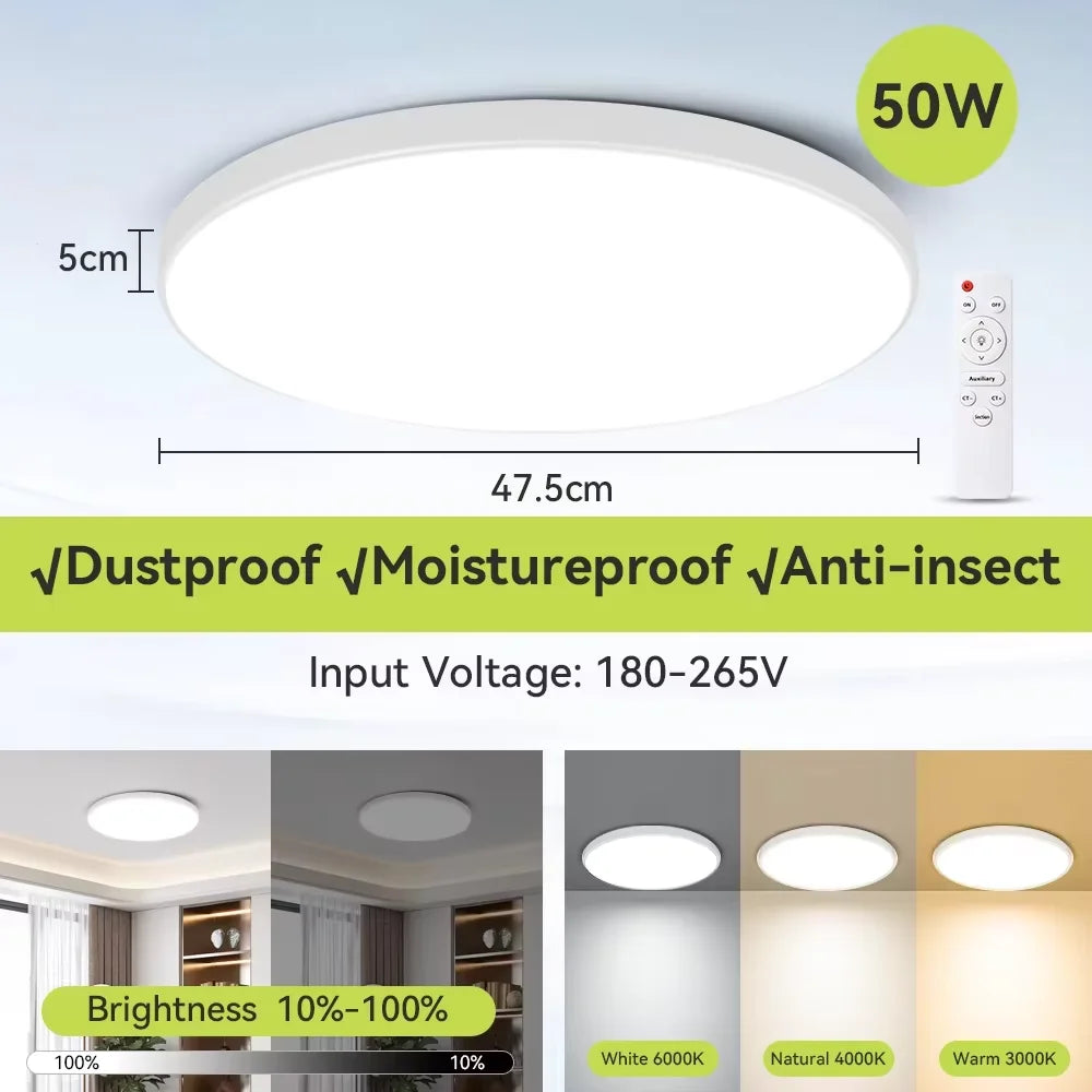 Smart Led Ceiling Light with Remote Control 3 Colors Dimmable Ceiling Lights Ultrathin Panel Lamps Bedroom Kitchen Ceiling Lamp Digispots