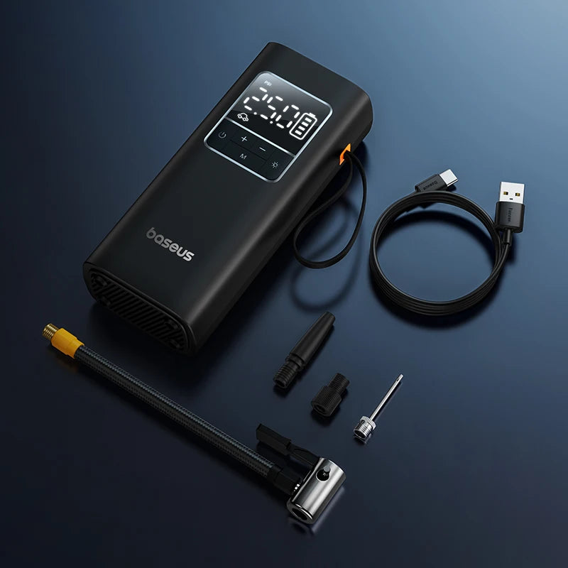 Baseus Wireless Car Air Pump – LCD Display, Portable Tyre Inflator for Car, Bike & Motorcycle Digispots