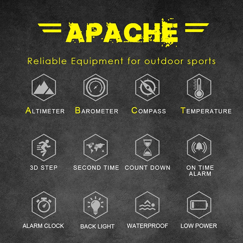 NORTH EDGE APACHE Military Smartwatch – Altimeter, Barometer, Compass & 50m Waterproof Digispots