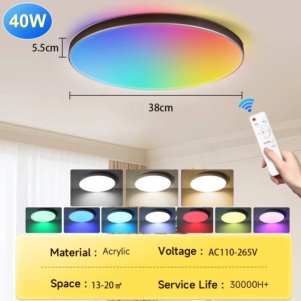 Smart Led Ceiling Light with Remote Control 3 Colors Dimmable Ceiling Lights Ultrathin Panel Lamps Bedroom Kitchen Ceiling Lamp Digispots