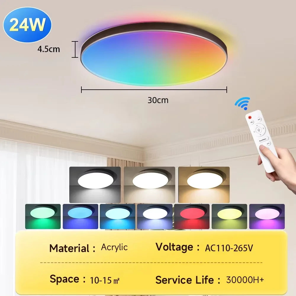 Smart Led Ceiling Light with Remote Control 3 Colors Dimmable Ceiling Lights Ultrathin Panel Lamps Bedroom Kitchen Ceiling Lamp Digispots
