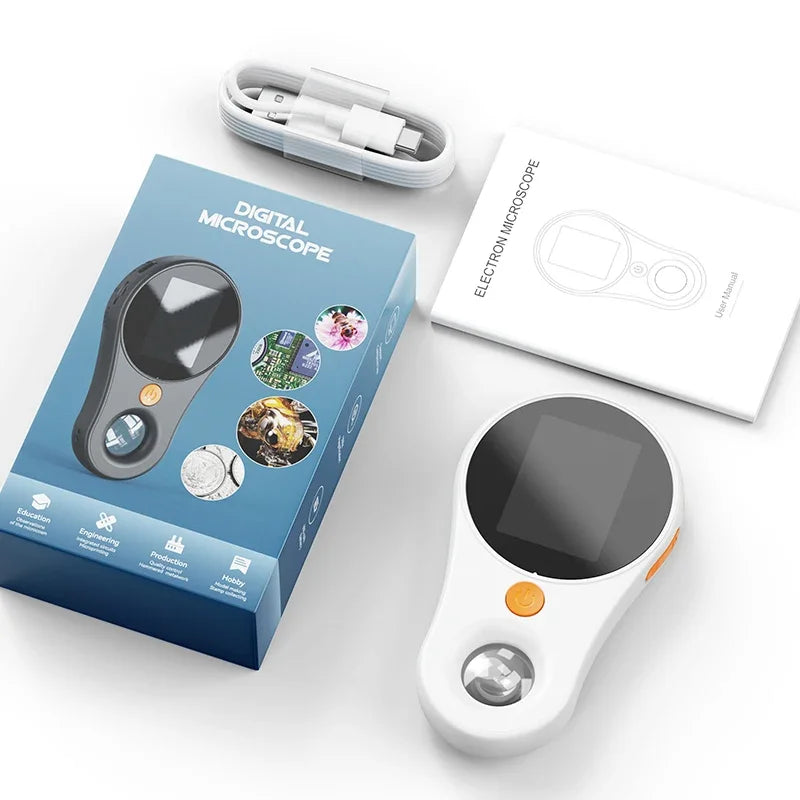 500X Magnification Digital Microscope 2MP Magnifying Glass with 8Light for Electronics Repair Video Coins Microscopio 600mAh Digispots