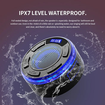 Waterproof Bluetooth Shower Speaker – IPX7, Suction Cup Mount