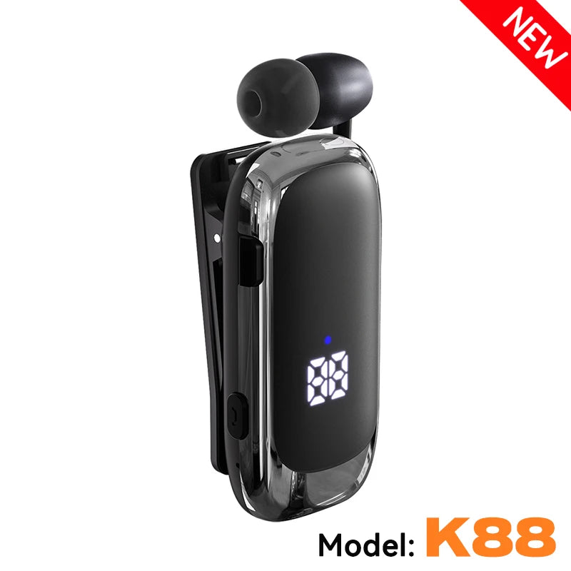 K55 Lavalier Business Bluetooth 5.2 Headphone Talk/Music Time 20 Hours,LED Digital Display,Noice Cancelling Wireless Earphones Digispots