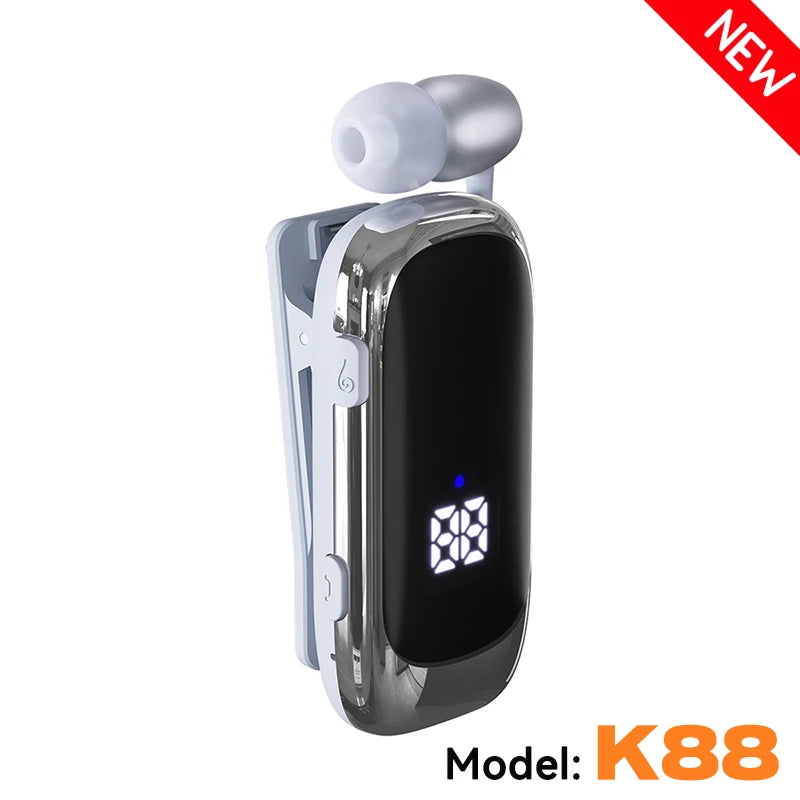 K55 Lavalier Business Bluetooth 5.2 Headphone Talk/Music Time 20 Hours,LED Digital Display,Noice Cancelling Wireless Earphones Digispots