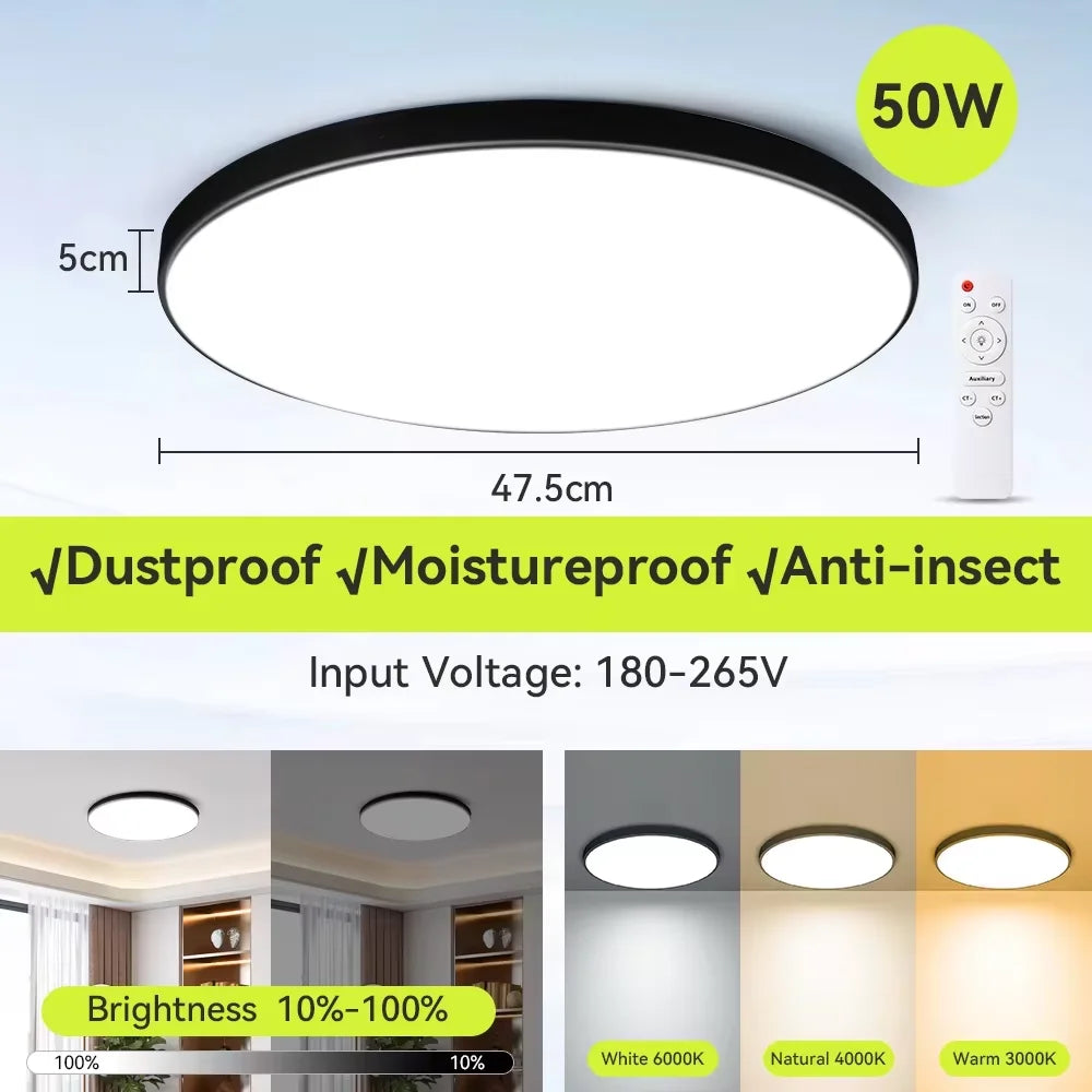 Smart Led Ceiling Light with Remote Control 3 Colors Dimmable Ceiling Lights Ultrathin Panel Lamps Bedroom Kitchen Ceiling Lamp Digispots