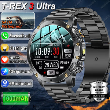 T-REX 3 Ultra Military Smartwatch – GPS, AMOLED, 5ATM Waterproof, Bluetooth Calling