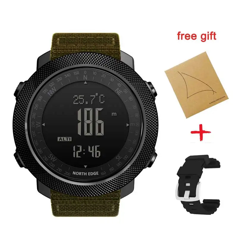 NORTH EDGE APACHE Military Smartwatch – Altimeter, Barometer, Compass & 50m Waterproof Digispots