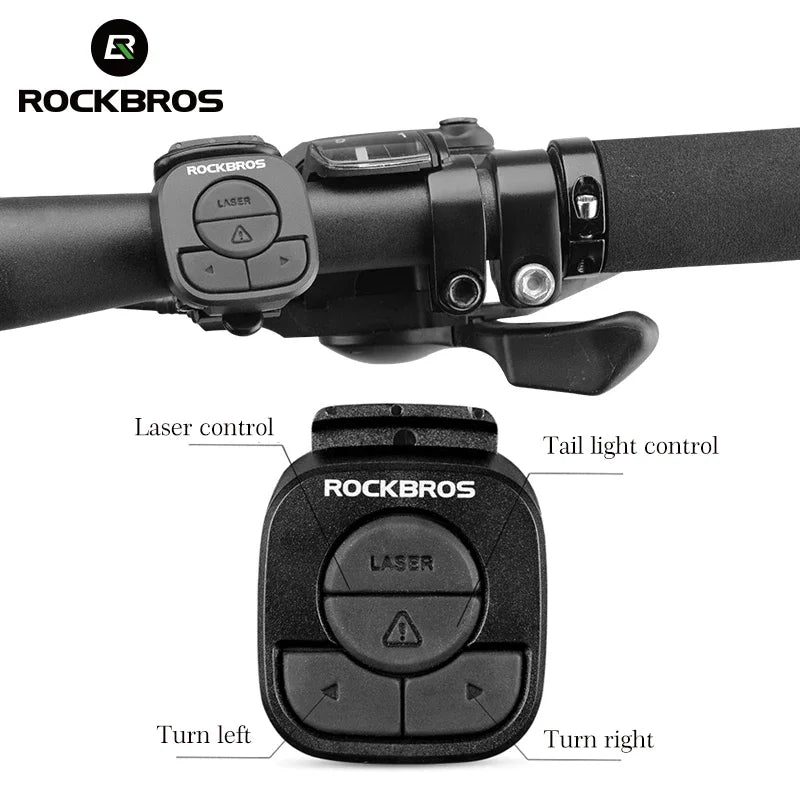 ROCKBROS Smart Remote-Controlled Bicycle Light Cycling Laser Tail Light with Turn Signal MTB Bike LED Warning Rear Light Digispots