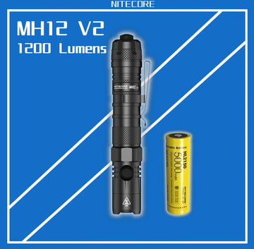 NITECORE MH12 V2 Tactical Flashlight – 1200 Lumens, USB-C Rechargeable & IPX8 Waterproof