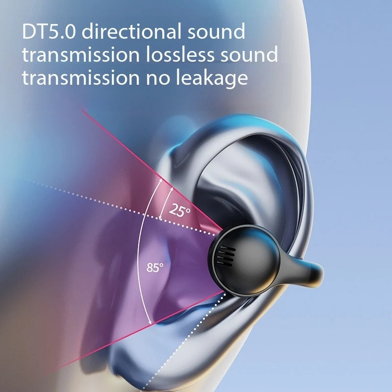 New Mirror-Style Digital Display Soft Silicone Ear Clip Wireless Bluetooth Headphones with Noise Reduction, High-Definition, and Lossless for Sports Digispots
