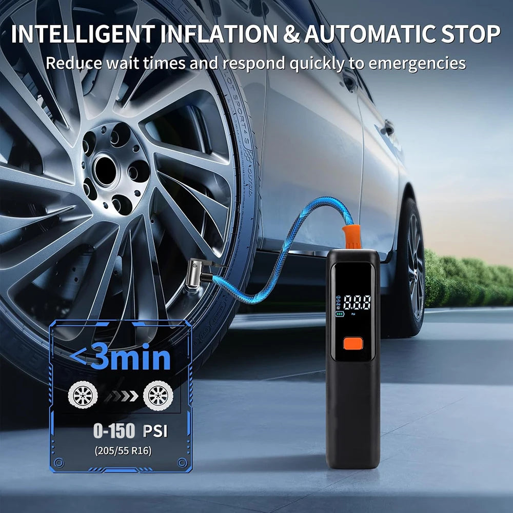 Wireless Air Pump 150psi – Portable Electric Tyre Inflator for Car, Bike & Motorcycle Digispots