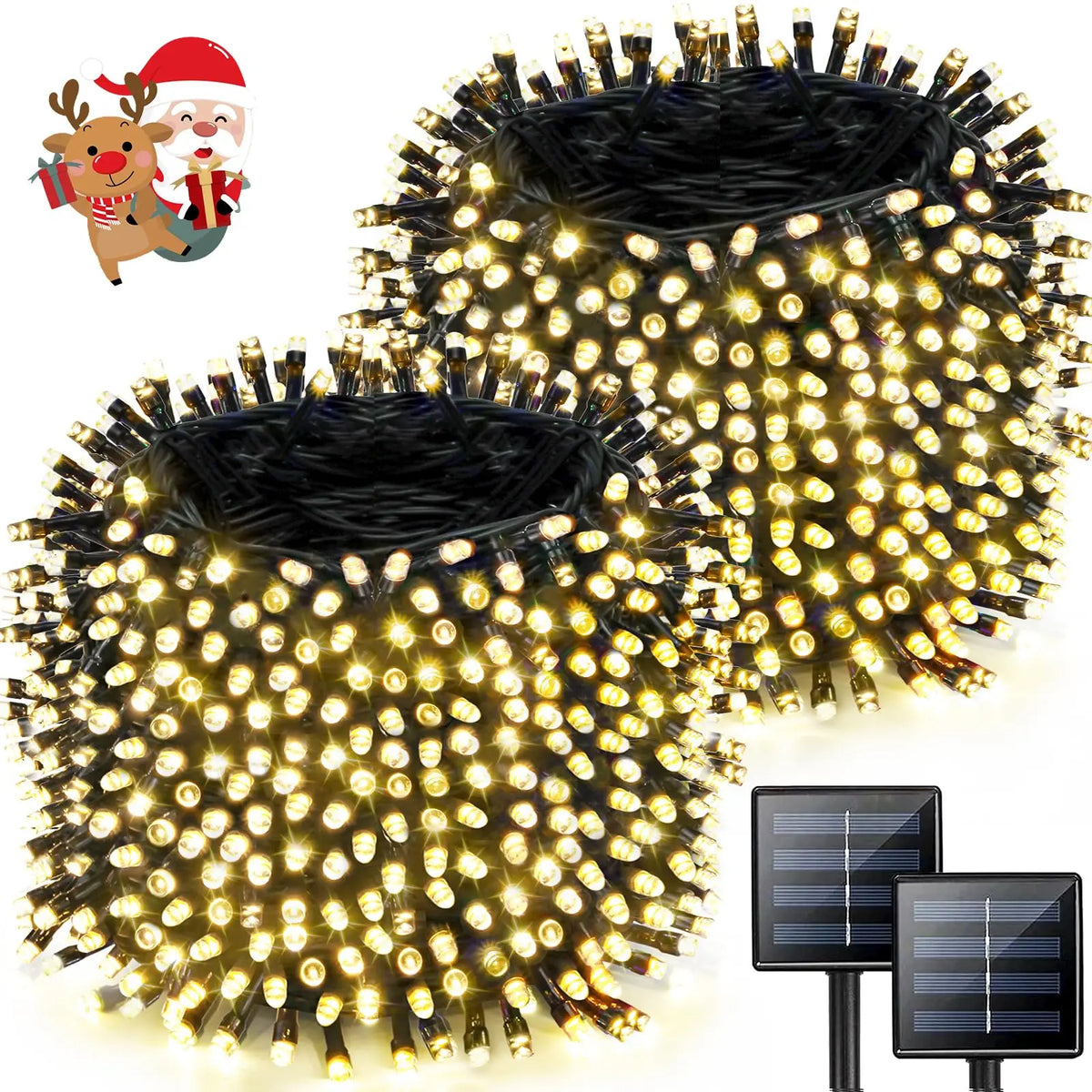 LED Plastic Leath Solar Powered Outdoor Fairy Lights IP65 Waterproof 8 Lighting Modes for Christmas Wedding Decoration Digispots