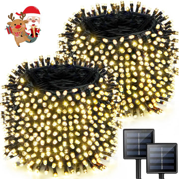 LED Plastic Leath Solar Powered Outdoor Fairy Lights IP65 Waterproof 8 Lighting Modes for Christmas Wedding Decoration Digispots