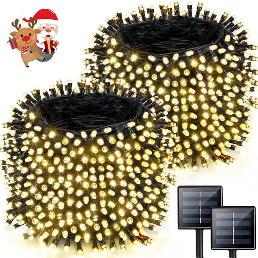 LED Plastic Leath Solar Powered Outdoor Fairy Lights IP65 Waterproof 8 Lighting Modes for Christmas Wedding Decoration Digispots