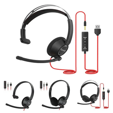 BINNUNE Wired Office Headset – Noise Cancelling Mic for Zoom, PC & Laptop Calls