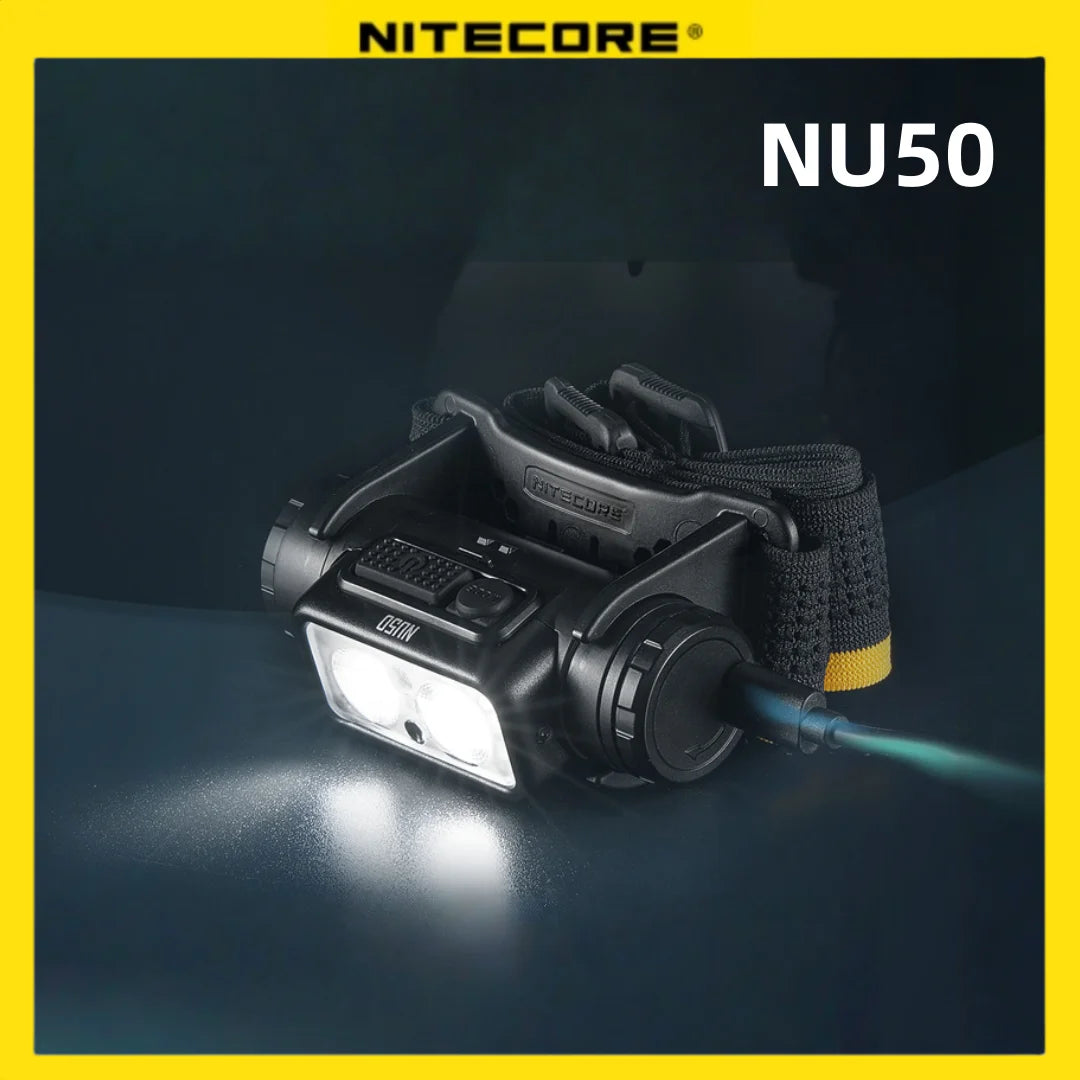Original Nitecore NU50 Headlamp Running Head Light 1400 Lumen Lightweight Headlamp 4000mAh Battery USB-C Rechargeable Digispots