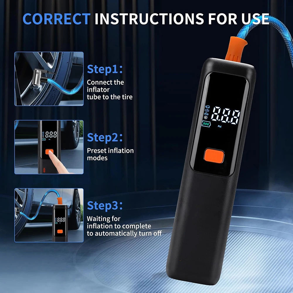 Wireless Air Pump 150psi – Portable Electric Tyre Inflator for Car, Bike & Motorcycle Digispots