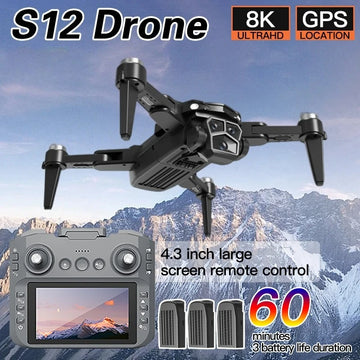S12 Professional GPS Drone – 8K HD Camera, 5G WiFi, 4.3" Screen Remote, Long Range