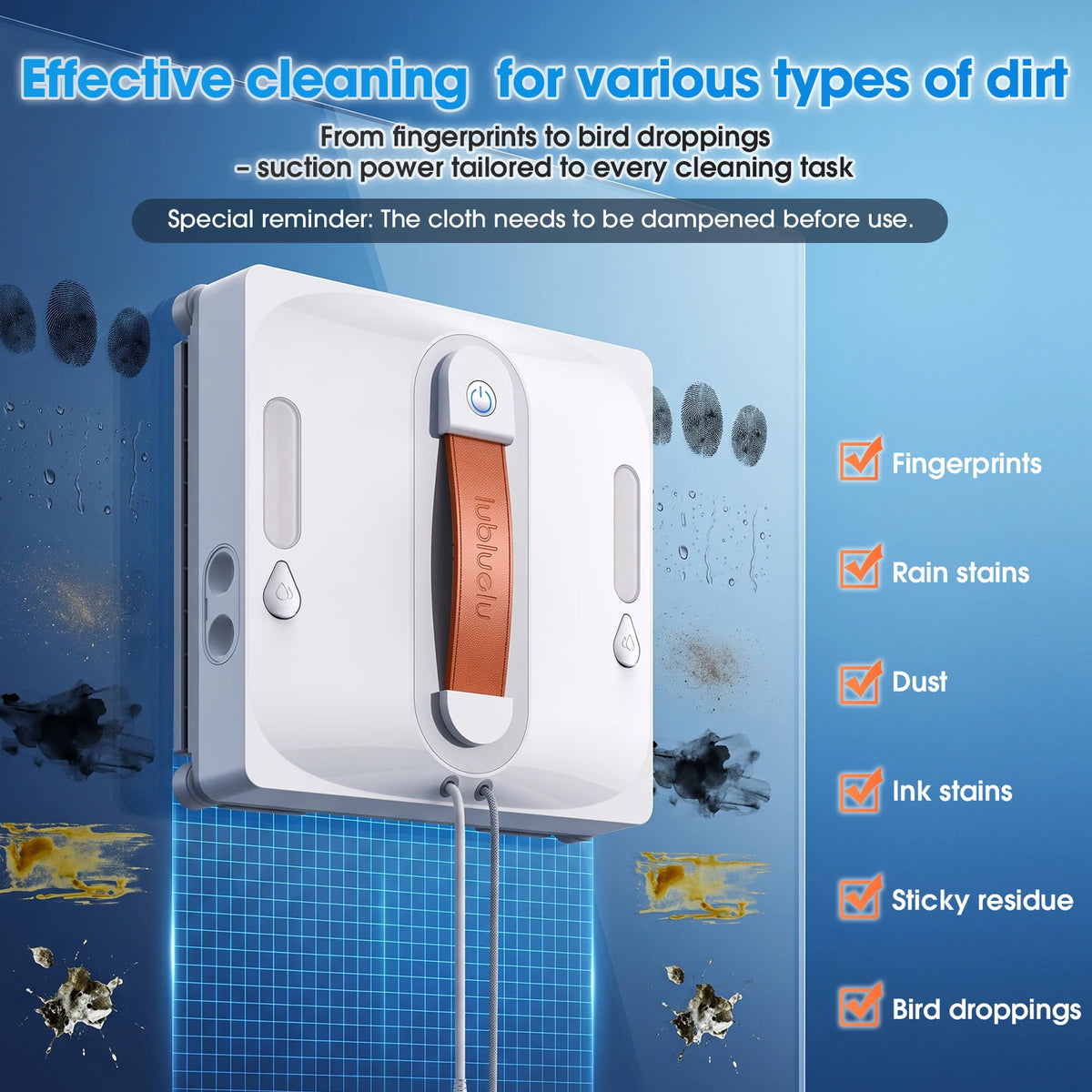 Lubluelu Robot Window Washer 8-Layer Safety Protection 9000Pa Suction Intelligent Path Edge Cleaning Home Glass Cleaning Robot Digispots