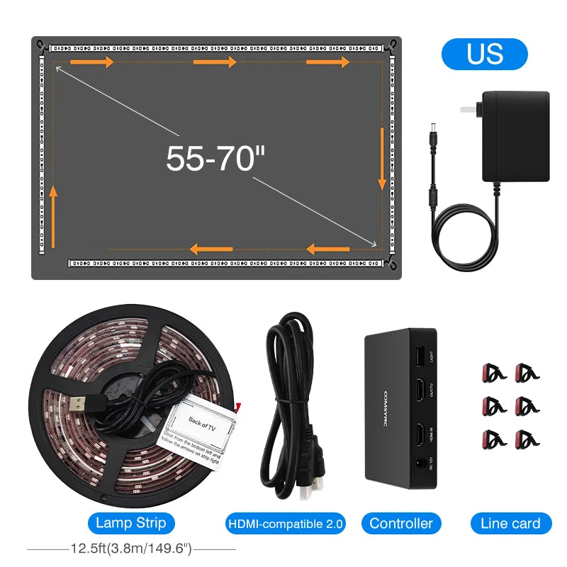 LED Smart Ambient TV Backlight Wifi Alexa Google Assistant Control 4K HDMI-Compatible 2.0 Device Screen Color SyncStrip Lights Digispots