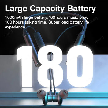 Wireless Neckband Headphones – 180Hr Battery, Bluetooth 5.3, Bass Stereo with Mic