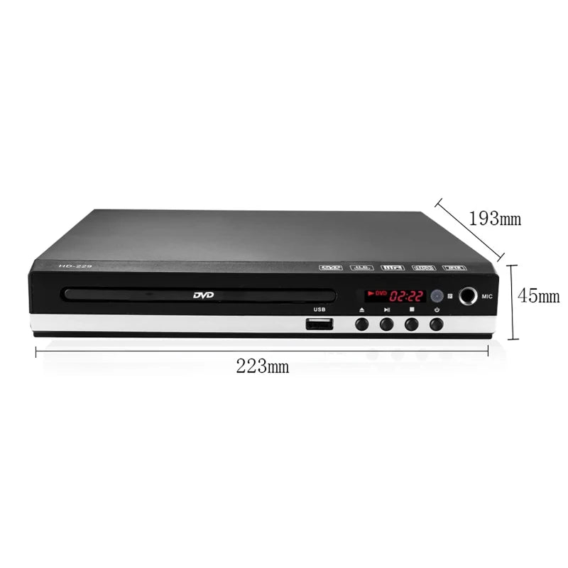 HDMI 1080P DVD Player High Defination Home DVD Player Box For TV All Region Free DVD CD Discs Player AV Output Built-in MIC Port Digispots