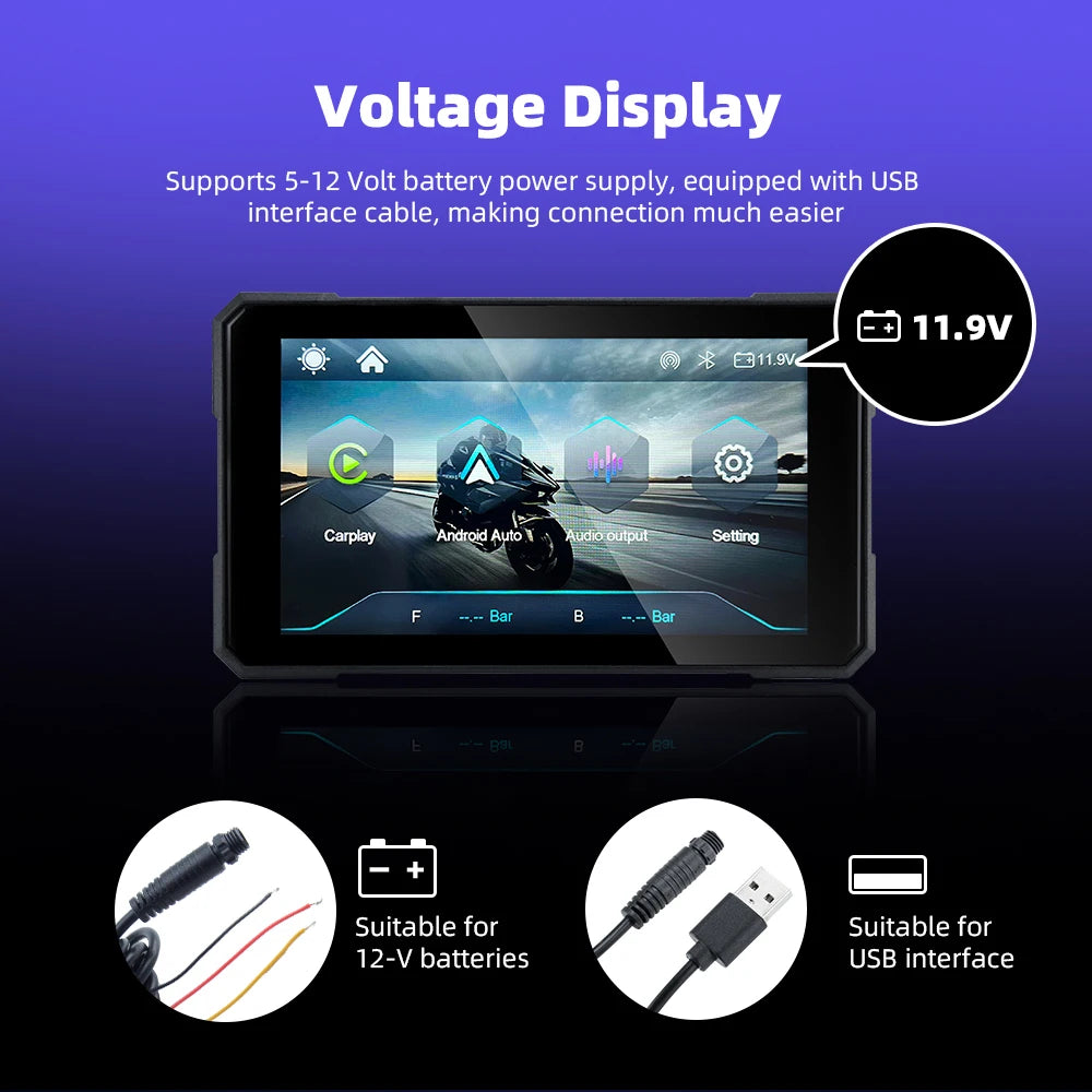 5" Smart Motorcycle Display, CarPlay for Motorcycle, Wireless Android Auto, TPMS, Navigation, Voice Assistant, Quick Release Mou Digispots