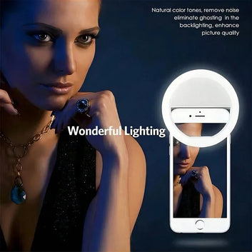 LED Selfie Ring Light – Rechargeable Clip-On Fill Light for Phone, 4 Colours