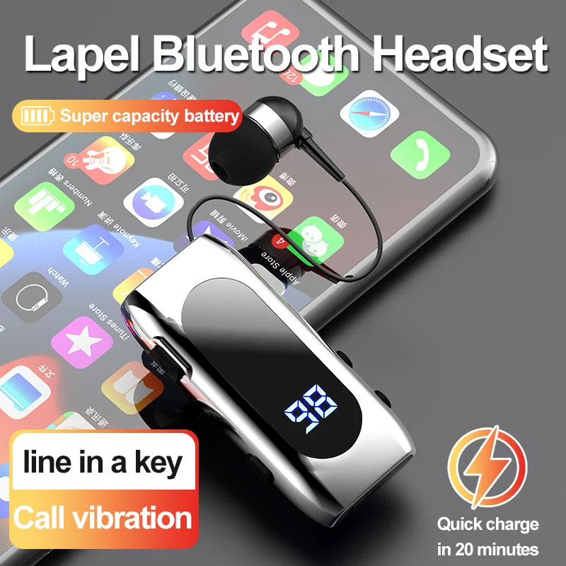 K55 Lavalier Business Bluetooth 5.2 Headphone Talk/Music Time 20 Hours,LED Digital Display,Noice Cancelling Wireless Earphones Digispots