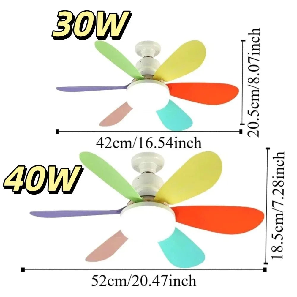 Modern Ceiling Fan with Remote Control – Silent LED Light, E27, 30W/40W for Living Room & Bedroom Digispots