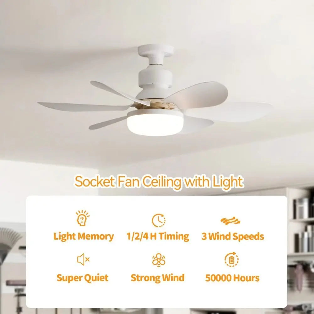 Modern Ceiling Fan with Remote Control – Silent LED Light, E27, 30W/40W for Living Room & Bedroom Digispots