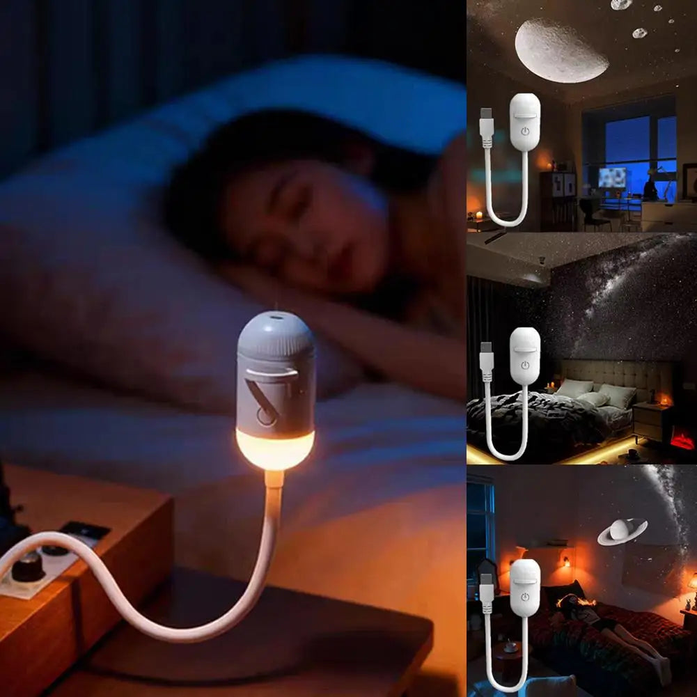 USB Night Light Starry Sky Projection Lamp Plug and Play Bullet Head Dimming 3 Modes LED Bedroom Atmosphere Lamp for Kids Room B Digispots