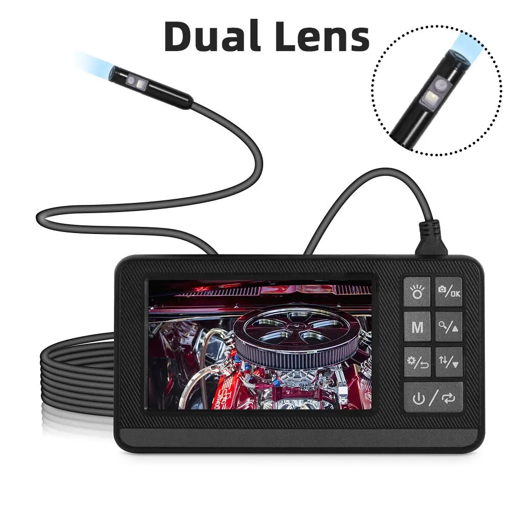 KERUI Dual Lens Industrial Endoscope Inspection Camera With Screen IP67 Waterproof Snake 1080P Handheld Digital Video Borescope Digispots