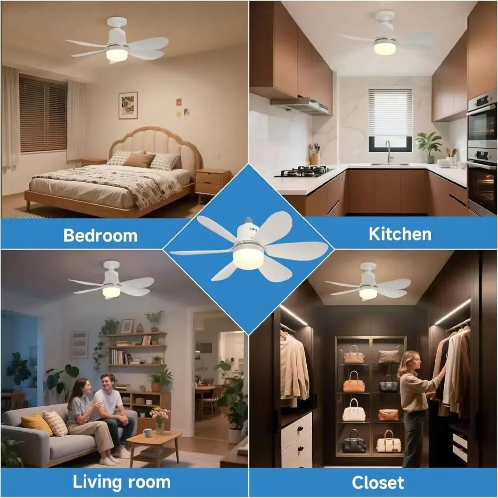 Modern Ceiling Fan with Remote Control – Silent LED Light, E27, 30W/40W for Living Room & Bedroom Digispots