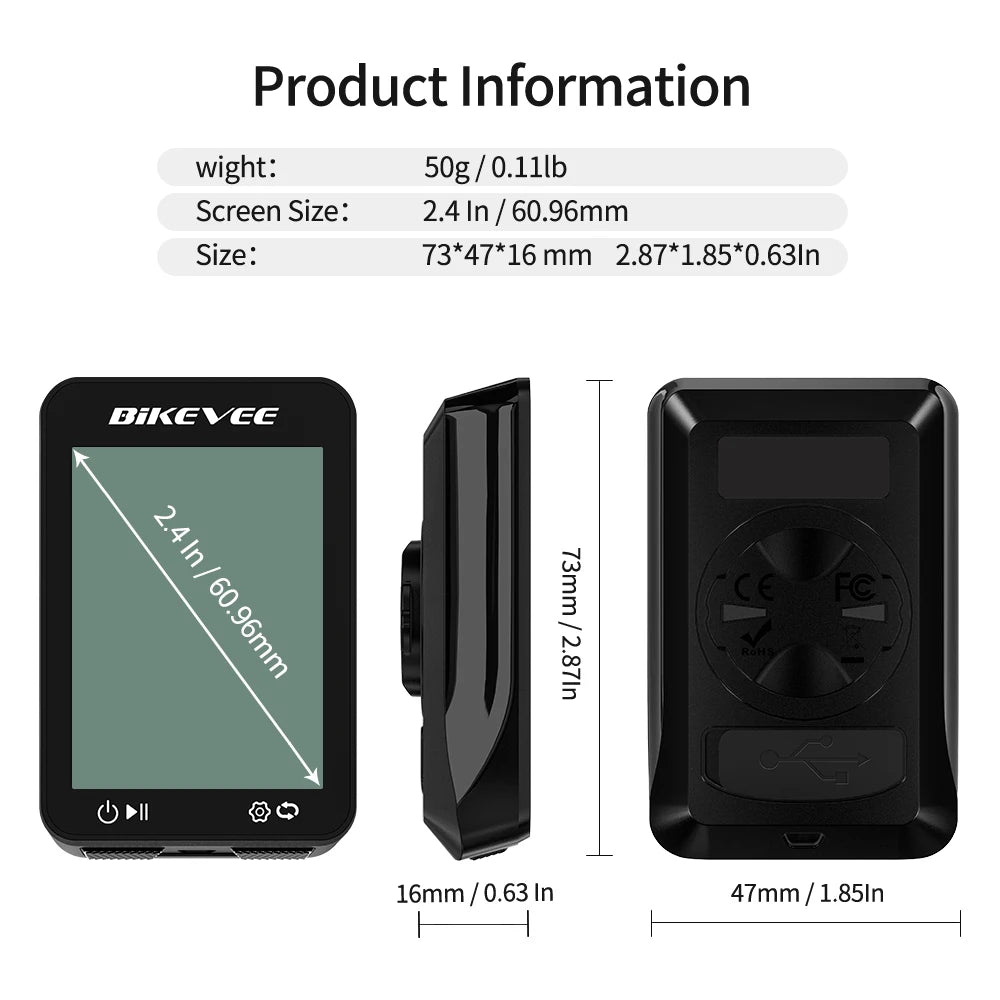 Wireless Bike Computer GPS Bicycle Speedometer MTB Road Odometer Multifunction USB Rechargeable Digital Stopwatch Tracker Digispots