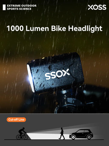 XOSS Bike Headlight 1000lm – Smart Sensor, Waterproof & USB Rechargeable Digispots