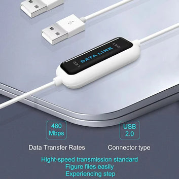 USB PC To PC Online Share Sync Link Net Direct Data File Transfer Bridge LED Cable High Speed Easy Copy Line Between 2 Computer Digispots
